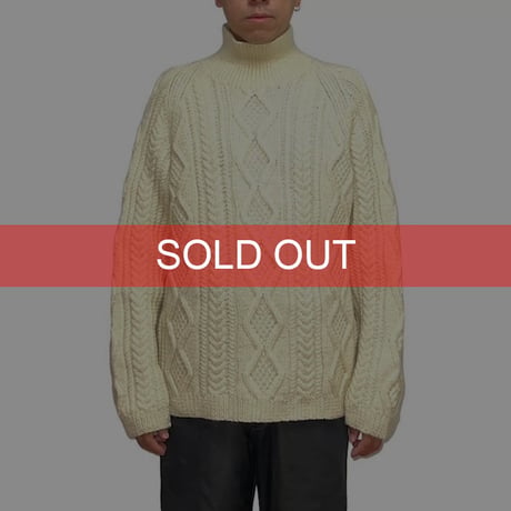 【USED】70'S HI-NECK FISHERMAN WOOL KNIT SWEATER