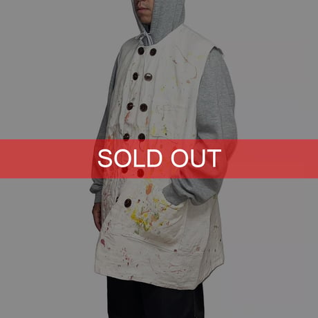 【USED】80's UK VINTAGE PAINTED LINEN N/S ATELIER COAT