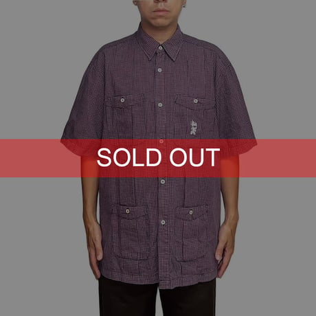 【USED】90's STUSSY CHECK CUBA SHIRT