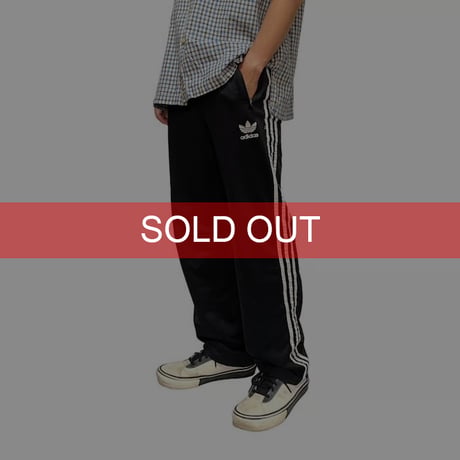 【USED】90'S ADIDAS CENTER PRESS 3-STRIPES TRACK PANTS BLACK