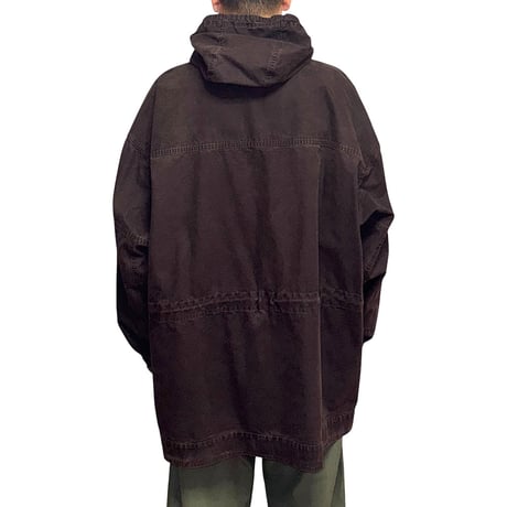 【USED】90's ARMANI JEANS Oversized Cotton Hooded Jacket Dark Brown