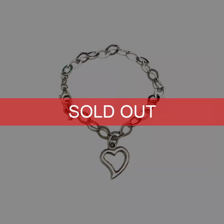 【USED】Vintage Italy 925 Silver Heart & Key Chain Bracelet
