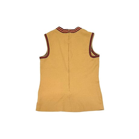 【USED】80'S-90'S PREPPY RIB KNIT VEST BROWN BEIGE