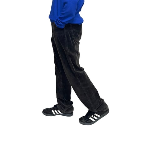 【USED】80's BLUE POWER WASH BY ARMANI JEANS CORDUROY PANTS SLATE BLACK