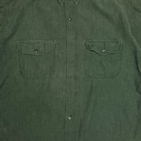 【USED】90's OLD GAP Forest Green Double Pocket Cotton Shirt