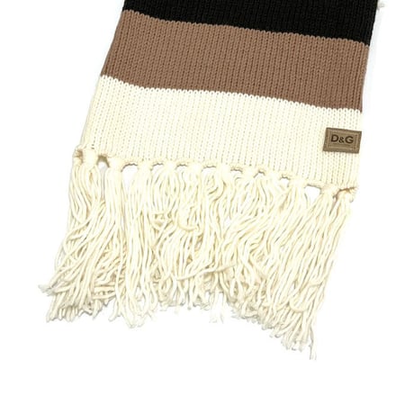 【USED】90'S-00'S D&G DOLCE & GABBANA BORDER FRINGE KNIT SCARF