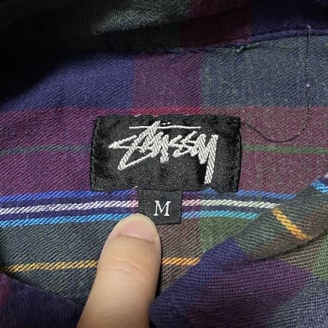 【USED】80'S STUSSY CHECK B.D. SHIRT