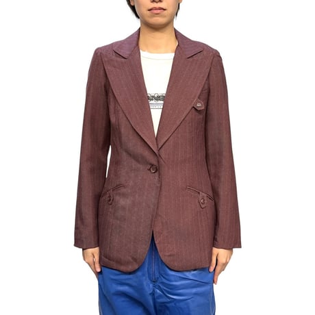 【USED】80's-90's Ms. Limited Pinstripe Tailored Jacket with Peak Lapel