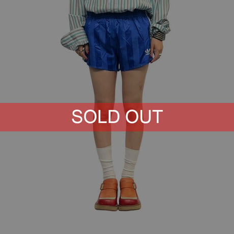【USED】80's adidas RUNNING POLY SHORTS BLUE MADE IN WEST-GERMANY
