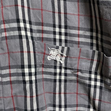 【USED】90'S BURBERRYS GRAY NOVA CHECK S/S B.D SHIRT