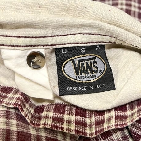 【USED】90'S-00'S VANS CORDUROY CHECK ZIP SHIRT