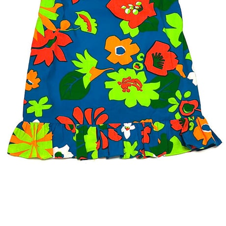 【USED】70'S Sun Fashions OF Hawaii TROPICAL FLOWERS GRAPHIC DRESS