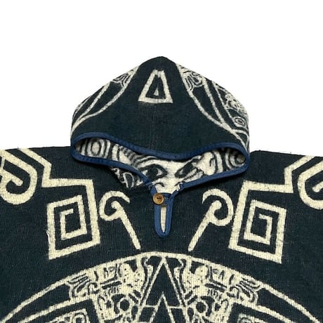 【USED】00'S DAKY NATIVE TREASURE KNIT PONCHO