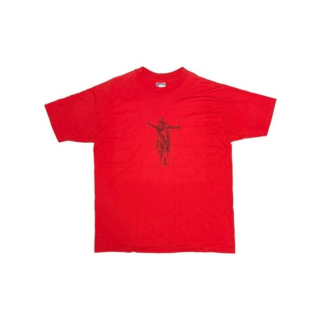 【USED】80's-90's Red Warrior Tribal Print T-shirt