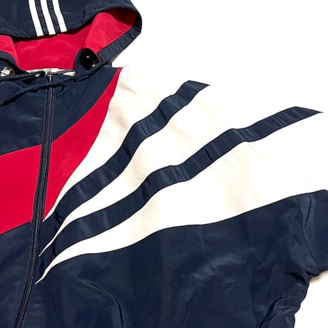 【USED】80'S ADIDAS COTTON POLY TRACK JACKET with HOOD