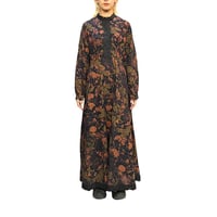 【USED】80'S AUTUMN COLOR LEAF PATTERN MAXI DRESS