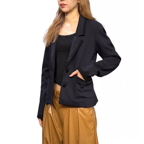 【USED】CHANEL UNIFORM 2014PRE Navy Tailored Jacket Made in France
