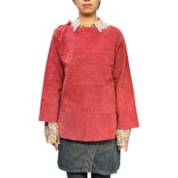 【USED】80's Euro Vintage Dusty Red Perforated Leather Lace-Up Top