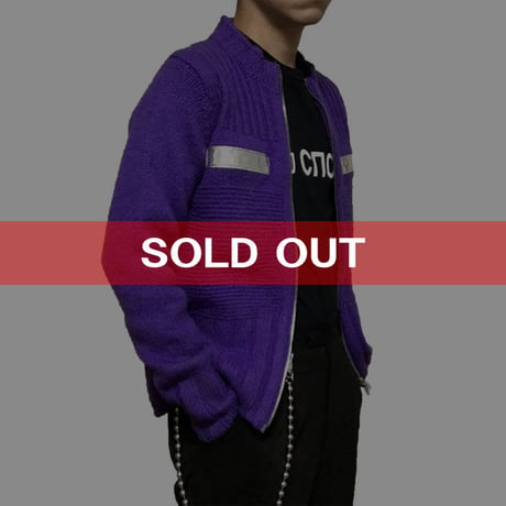 【USED】90'S W&LT SILVER PATCH ZIP KNIT PURPLE