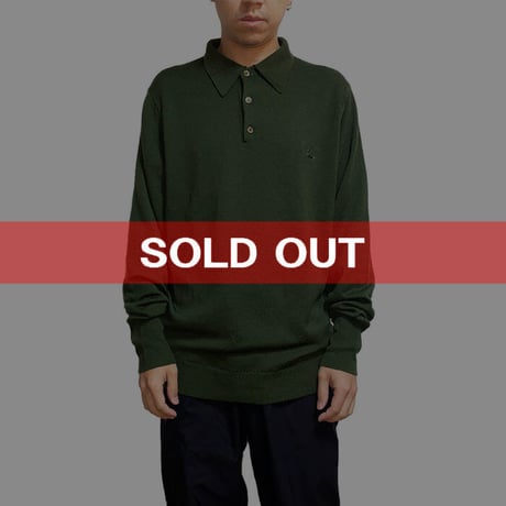 【USED】90'S BURBERRYS PURE WOOL L/S POLO SHIRT