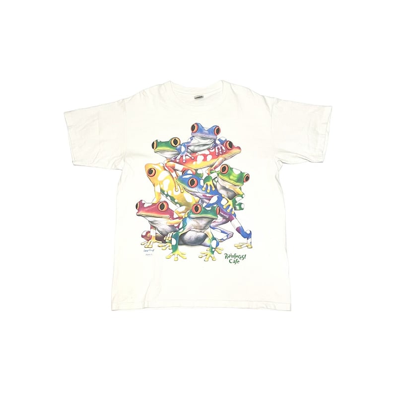 USED】90's Rainforest CAFE ACID FROGS T-SHIRT |