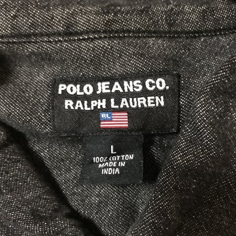 【USED】POLO JEANS OVERSIZED DENIM SHIRT BLACK