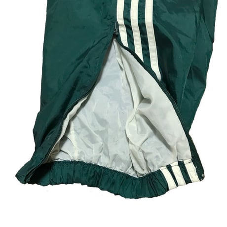 【USED】90'S ADIDAS 3-STRIPES LOGO NYLON TRACK PANTS GREEN