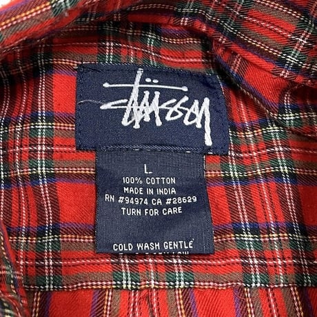 【USED】90'S STUSSY TARTAN CHECK SHIRT
