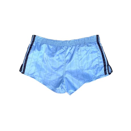 【USED】80's adidas RUNNING SHORTS PINSTRIPE SKY BLUE MADE IN WEST GERMANY