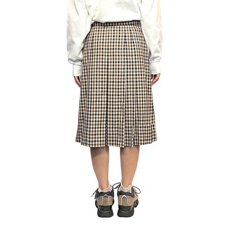 【USED】80'S-90'S AQUASCUTUM CLUB CHECK WOOL SKIRT