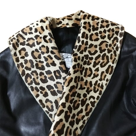 【USED】LEOPARD × BLACK LEATHER COAT MADE IN ITALY