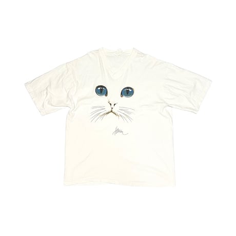 【USED】80's CAT FACE V-NECK OVERSIZED T-SHIRT