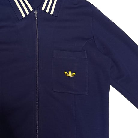 【USED】70's adidas Trefoil Pocket Navy Knit Track Jacket