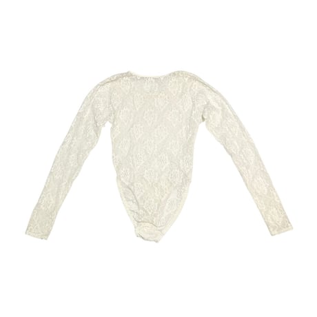 【USED】Vintage White Floral Mesh Sheer Lace Bodysuit