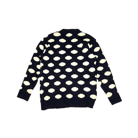【USED】80'S HIGHLAND CLUB BRITISH WOOL SPOT PATTERN KNIT CARDIGAN