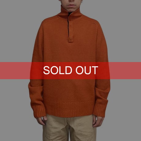 【USED】00's J.CREW HALF BUTTON HI-NECK PULLOVER KNIT SWEATER