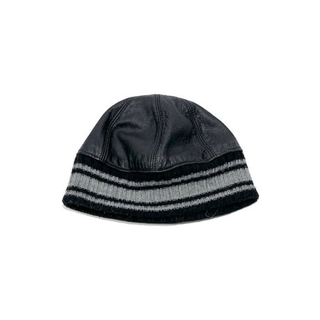 【USED】90'S-00'S LEATHER × KNIT BEANIE