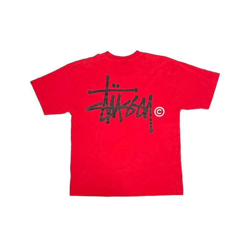 USED】90's STUSSY Big Logo T-shirt Red Made in