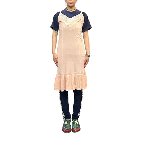 【USED】60's LINGERIE SLIP DRESS PINK BEIGE