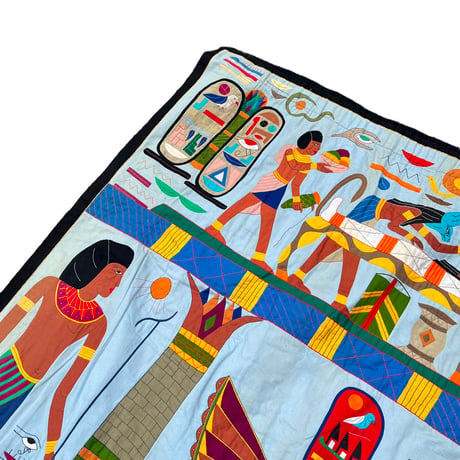 【USED】60's-70's HANDMADE EGYPTIAN WALL HANGING HUGE PATCHWORK
