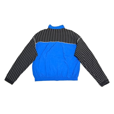 【USED】90's Reebok SHAQ SHAQUILLE O'NEAL BLUE NYLON × PIN STRIPE SWEAT JACKET