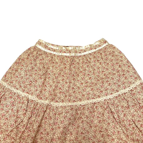 【USED】70'S LIBERTY PATTERN LACE TRIM SKIRT