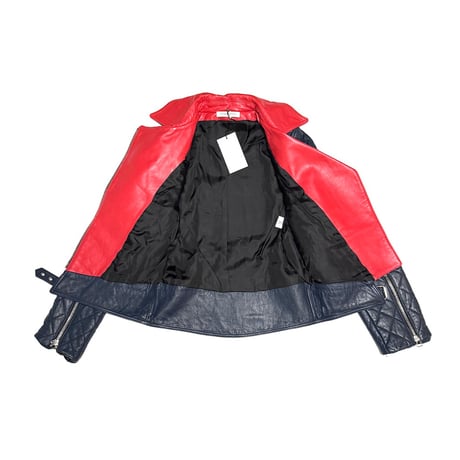 【DEAD STOCK】J.W. ANDERSON 2011AW Navy × Red Leather Biker Jacket