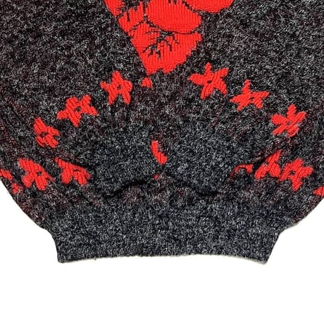 【USED】80'S-90'S Alicia HIBISCUS KNIT SWEATER