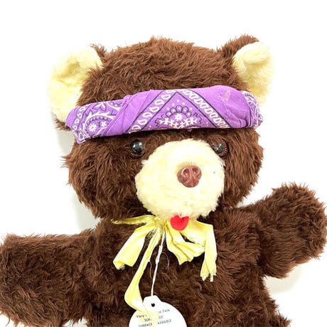 【USED】80'S DOLLCRAFT UNDUSTRIES TEDDY BEAR STUFFED TOY with VINTAGE BANDANA