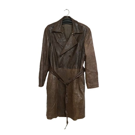 【USED】ITALIAN LEATHER COAT BROWN