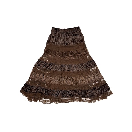 【USED】00's KY Creation Tiered Lace Midi Skirt