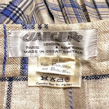 【USED】70's JAEGER PLEATED WOOL PLAID SKIRT MADE IN GREAT BRITAIN