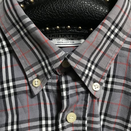【USED】90'S BURBERRYS GRAY NOVA CHECK B.D SHIRT