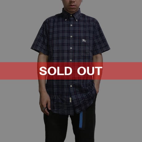 【USED】90'S BURBERRYS CHECK S/S SHIRT NAVY